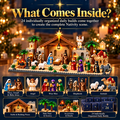 Nativity Advent Calendar 24-Day Buildable Christmas Nativity Set