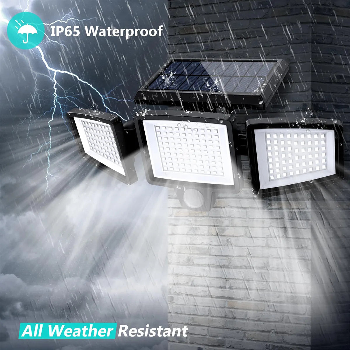 Outdoor Solar 3 Heads Led Wall Lamp Street Lights