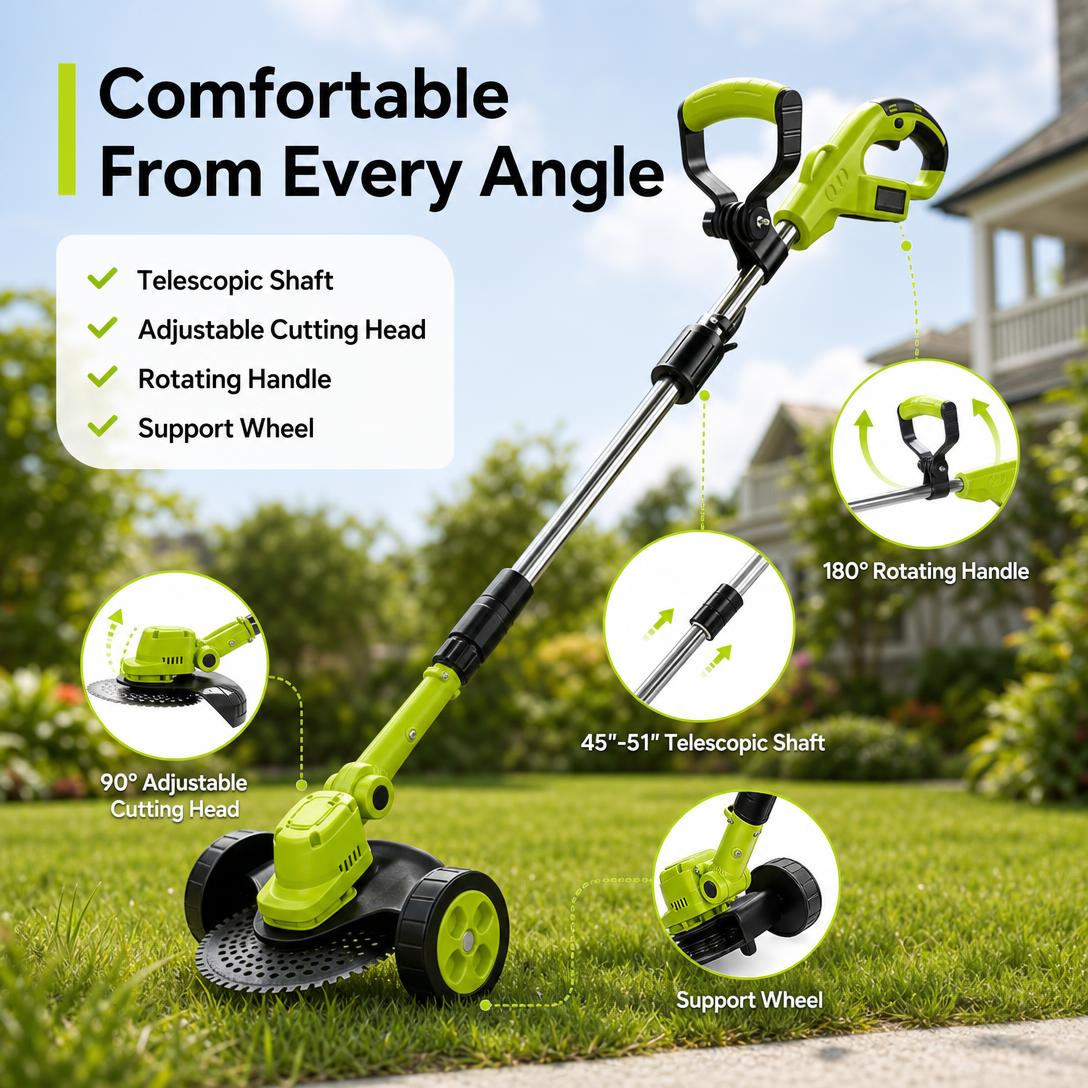 21V Cordless 3-in-1 Grass Trimmer, Edger & Mini Mower