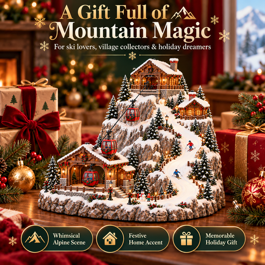 Alpine Christmas Ski Village Festive Mountain Holiday Display