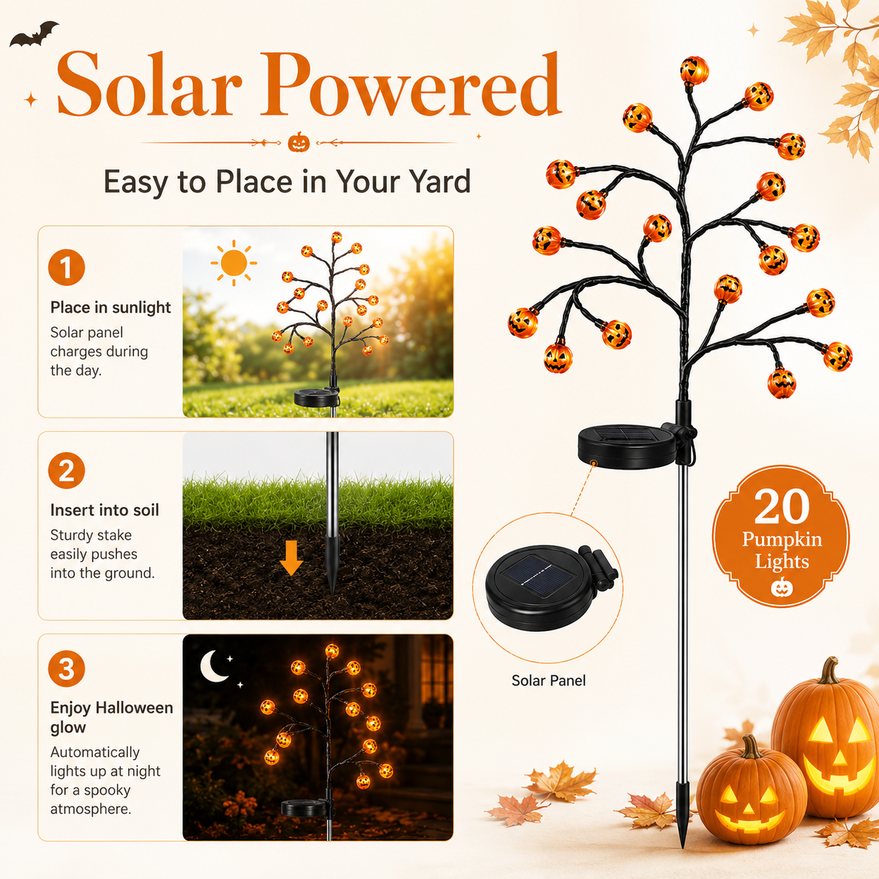 Solar Pumpkin Stake Light