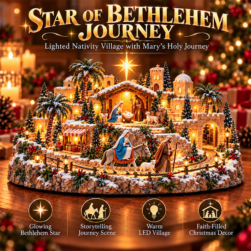 Star of Bethlehem Journey Lighted Nativity Christmas Village with Mary s Holy Journey