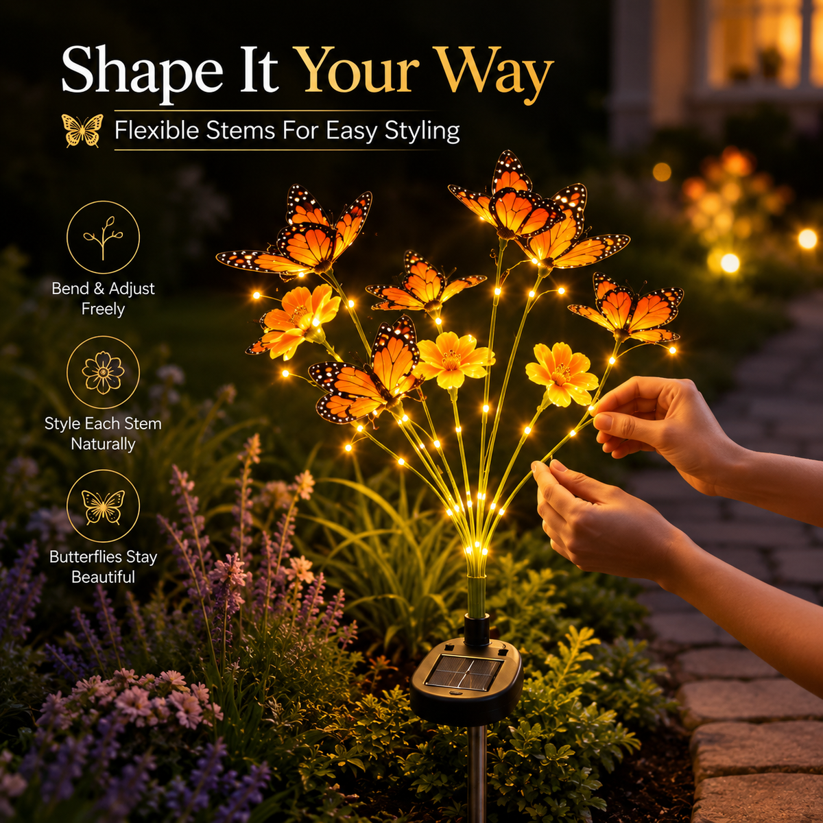 Solar Butterfly Flower Garden Stake Light Waterproof Outdoor Pathway Decor
