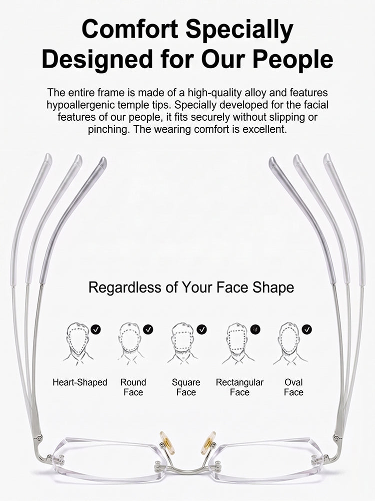 Photochromic Rimless Reading Glasses