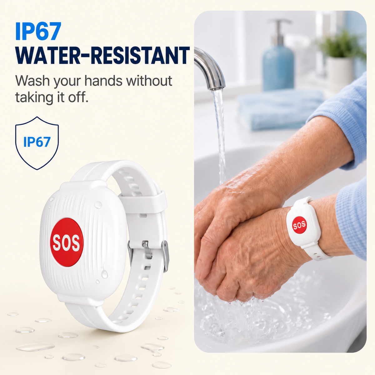 One-Touch WiFi SOS Alert Bracelet Instant Family App Notifications, IP67 Water Resistance & Rechargeable Design