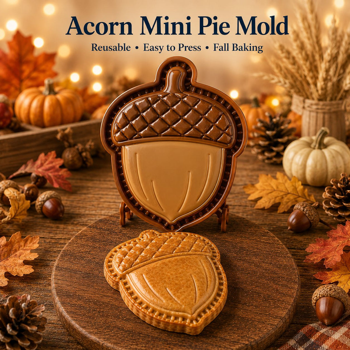 8-Design Fall Mini Pie Mold Collection | Reusable Embossed Molds for Shaping Detailed Owl, Fox, Turkey, Pumpkin