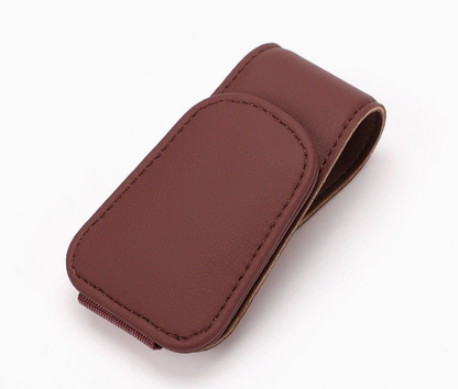 Magnetic Sun Visor Organizer Leather Sunglasses, Card & Ticket Holder