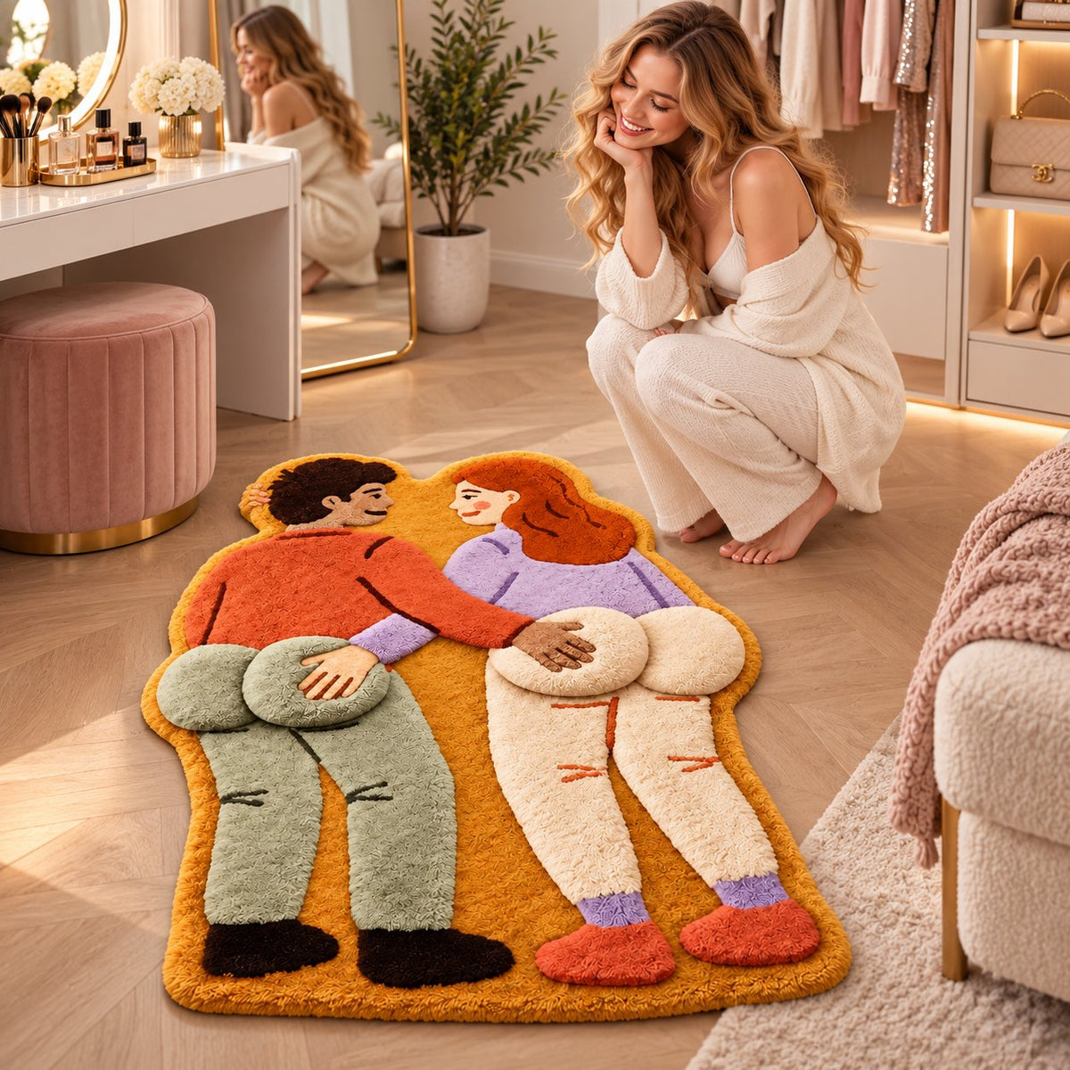 Cheeky Couple 3D Plush Bath Mat Funny Statement Rug