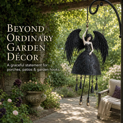 Dark Angel Gothic Wind Chime Black-Wing Outdoor Garden, Porch & Patio Decor