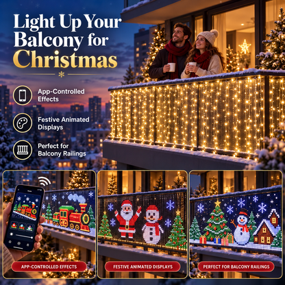 RGB Pixel Smart Curtain Lights | App Controlled Animated Holiday Lights for Window & Balcony, 2m 1.5m