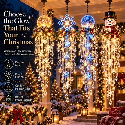 Crystal Cascade Christmas Light Hanging Snowflake & Crystal LED Porch D cor