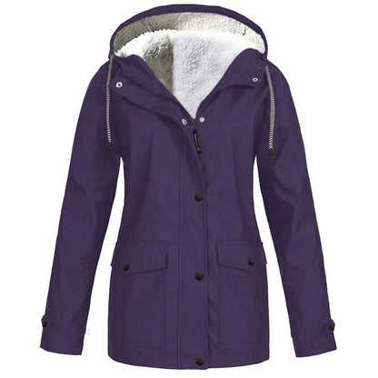Women's Plush-Lined Windproof Hooded Jacket