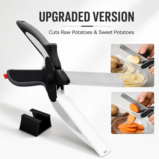 2-in-1 Kitchen Scissors Heavy-Duty Food Cutter with Built-In Cutting Board