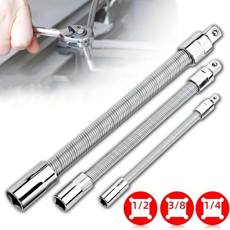 2026 1/2 Inch 35cm Socket Ratchet Wrench Set - 3 Bendable Shafts, Wrench Extender Tool, Connecting Rod