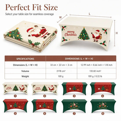 Christmas Stretch Fitted Table Cover for Rectangular Tables