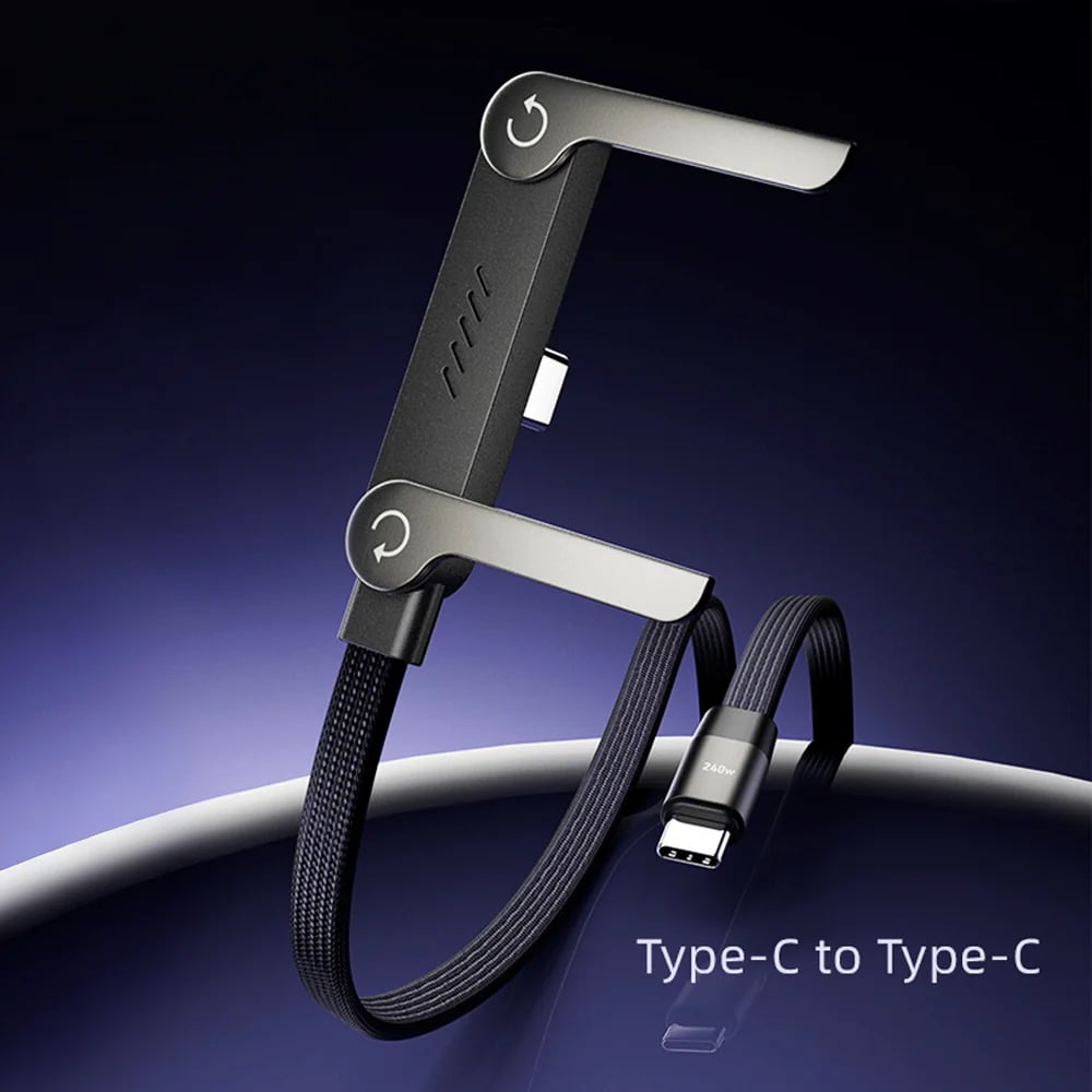 2-in-1 Invisible Holder Charger Cable 240W Fast Charging Cord with Built-In Phone Stand