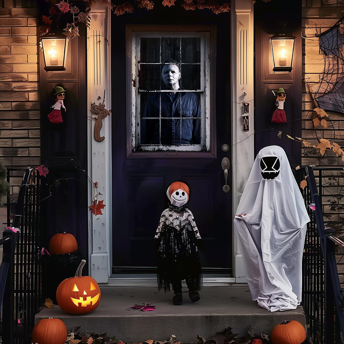 [Scare Neighbors] 3D Halloween Window Poster: Realistic Horror Scene