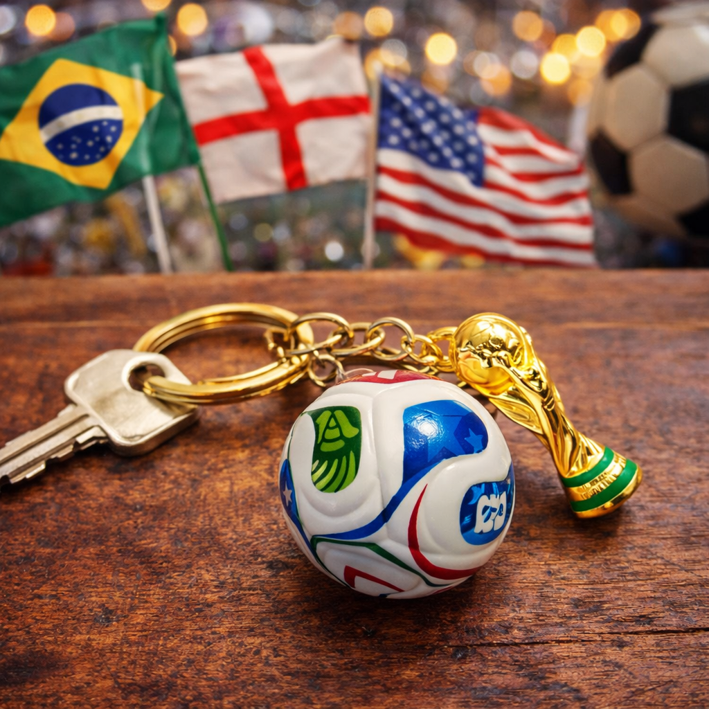 Sports Ball & Gold Trophy Keychain Set, Mini Bag Charm Pendant for Backpack, Handbag, Keys and Party Gifts