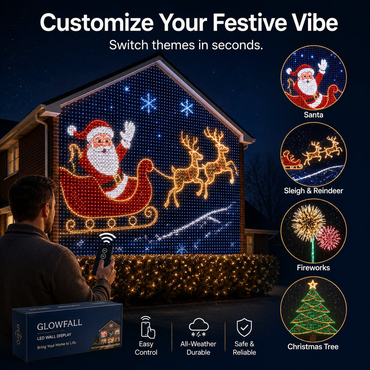 Early Christmas Christmas LED House Net & Smart Outdoor Wall Curtain Light