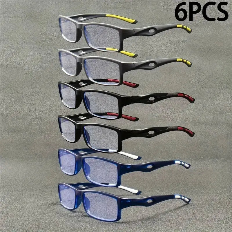 6PCS Men's and Women's Retro Square High-definition Reading Glasses
