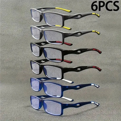 6PCS Men's and Women's Retro Square High-definition Reading Glasses