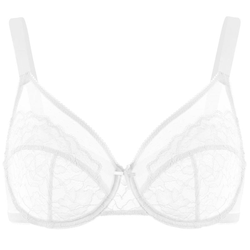Floral Lace Plus Size Underwire Unlined Unpadded Minimizer Full Coverage Bra