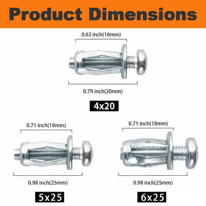 Huge Savings Carbon Steel Button Rivet Locking Nuts Set, M4/M5/M6 Assorted Sizes