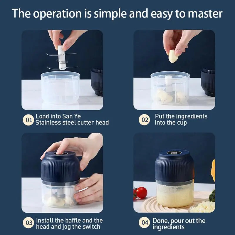 Cordless Mini Food Chopper, Detachable Washable Electric Food Processor for Daily Meal Preparation