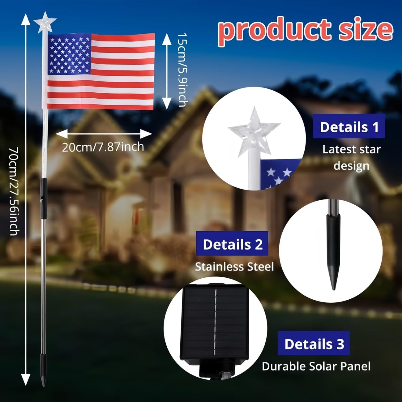 Solar American Flag Lights