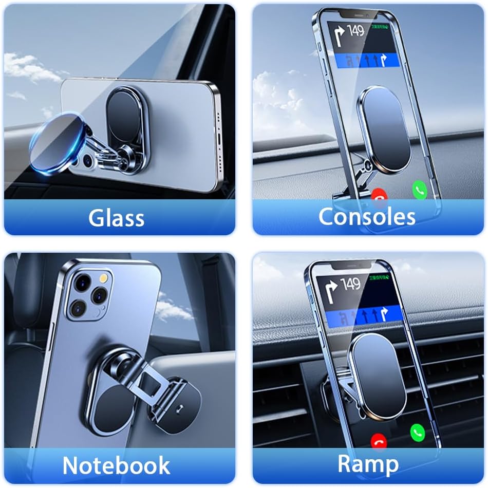 Foldable metal magnetic car phone holder - 360 rotating