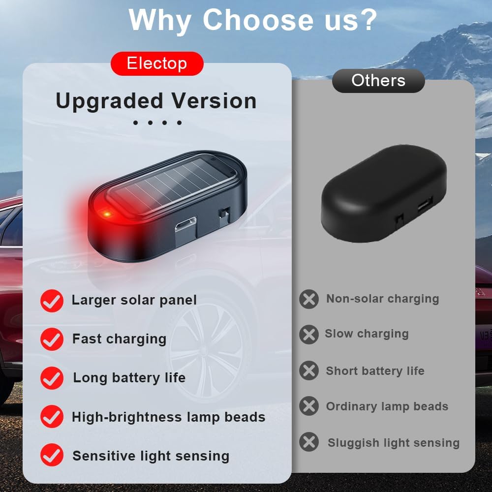 Solar Car Anti-Theft Light - Light Sensor Auto Flash Fake Warning Light for All Cars