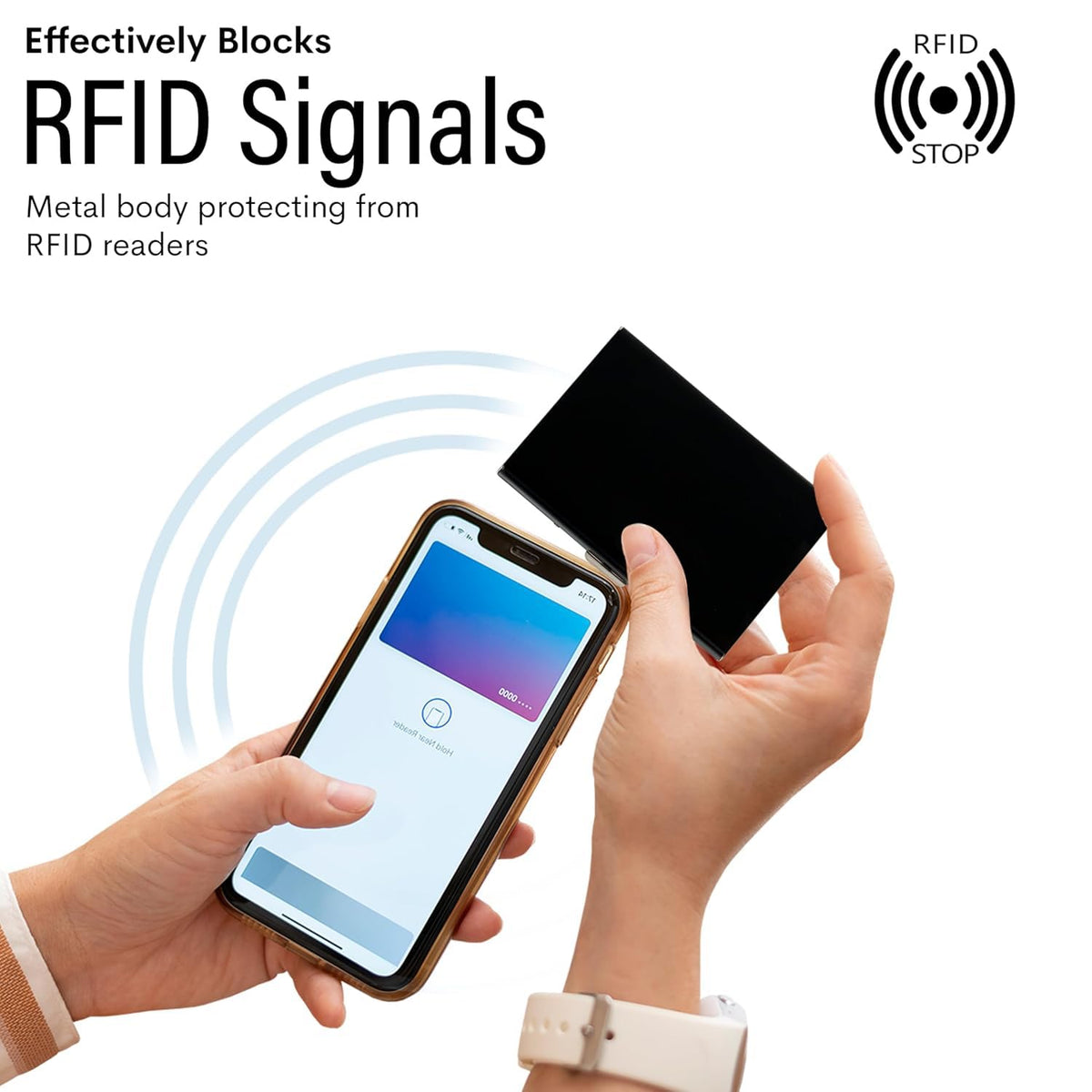RFID Blocking Metal Card Holder, Ultra Slim Stainless Steel Business Credit Card Case