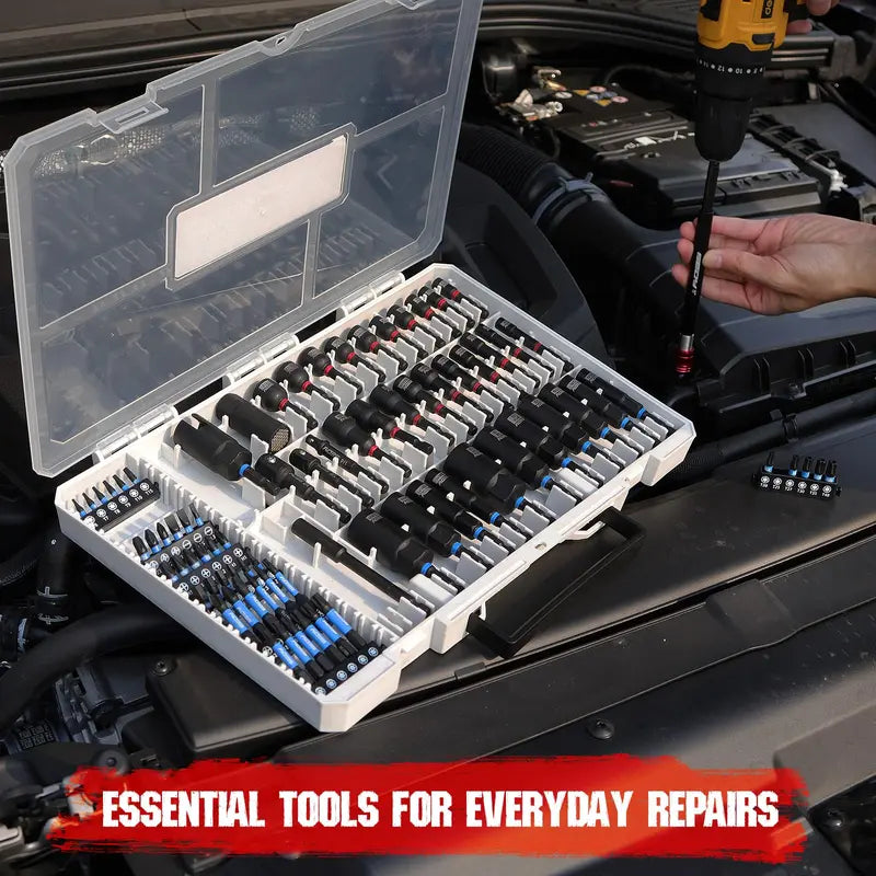 80-Piece Magnetic Impact Nut Driver Set SAE & Metric Socket Bits with Adapters, Extensions & Bit Holder