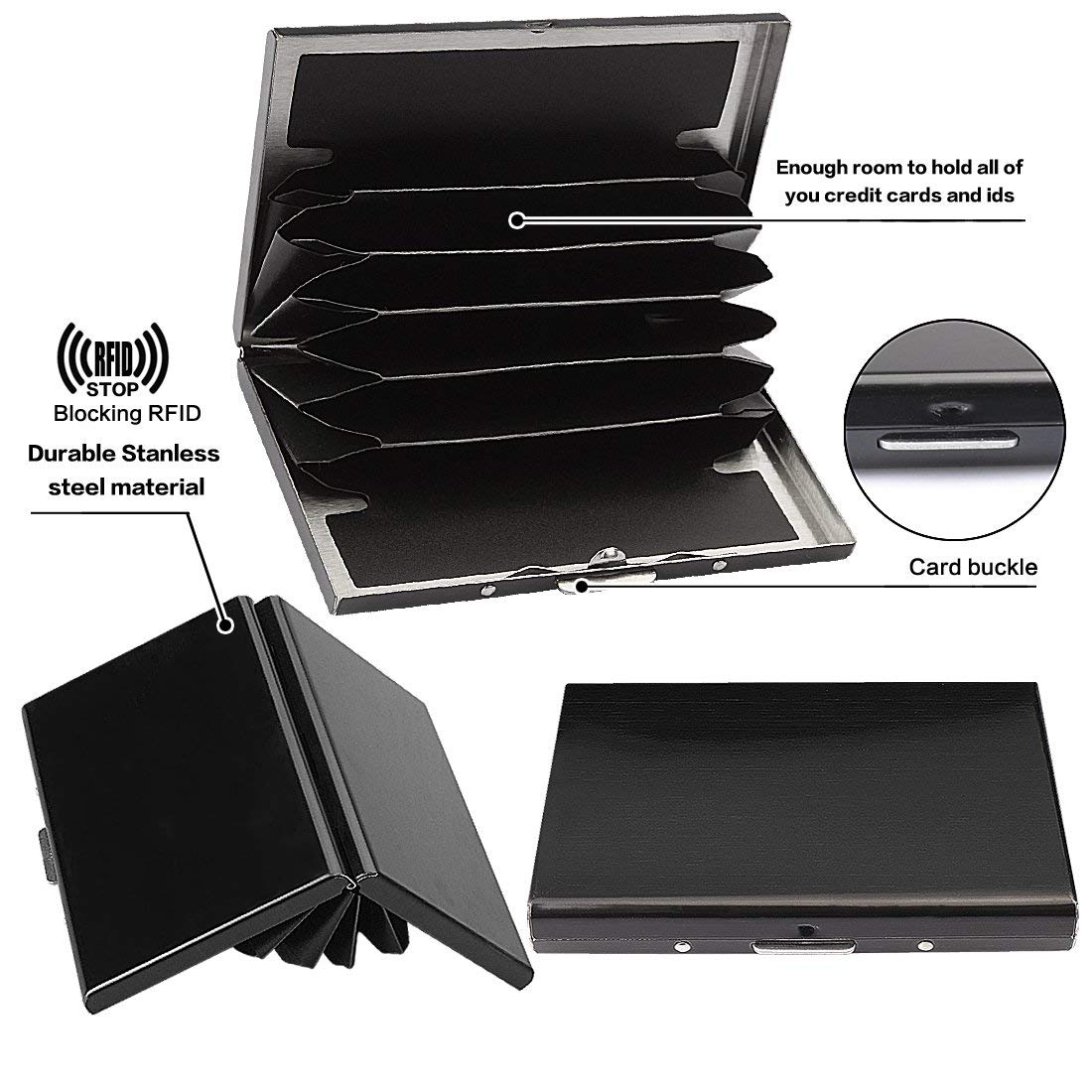 RFID Blocking Metal Card Holder, Ultra Slim Stainless Steel Business Credit Card Case
