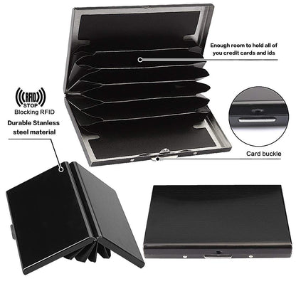 RFID Blocking Metal Card Holder, Ultra Slim Stainless Steel Business Credit Card Case