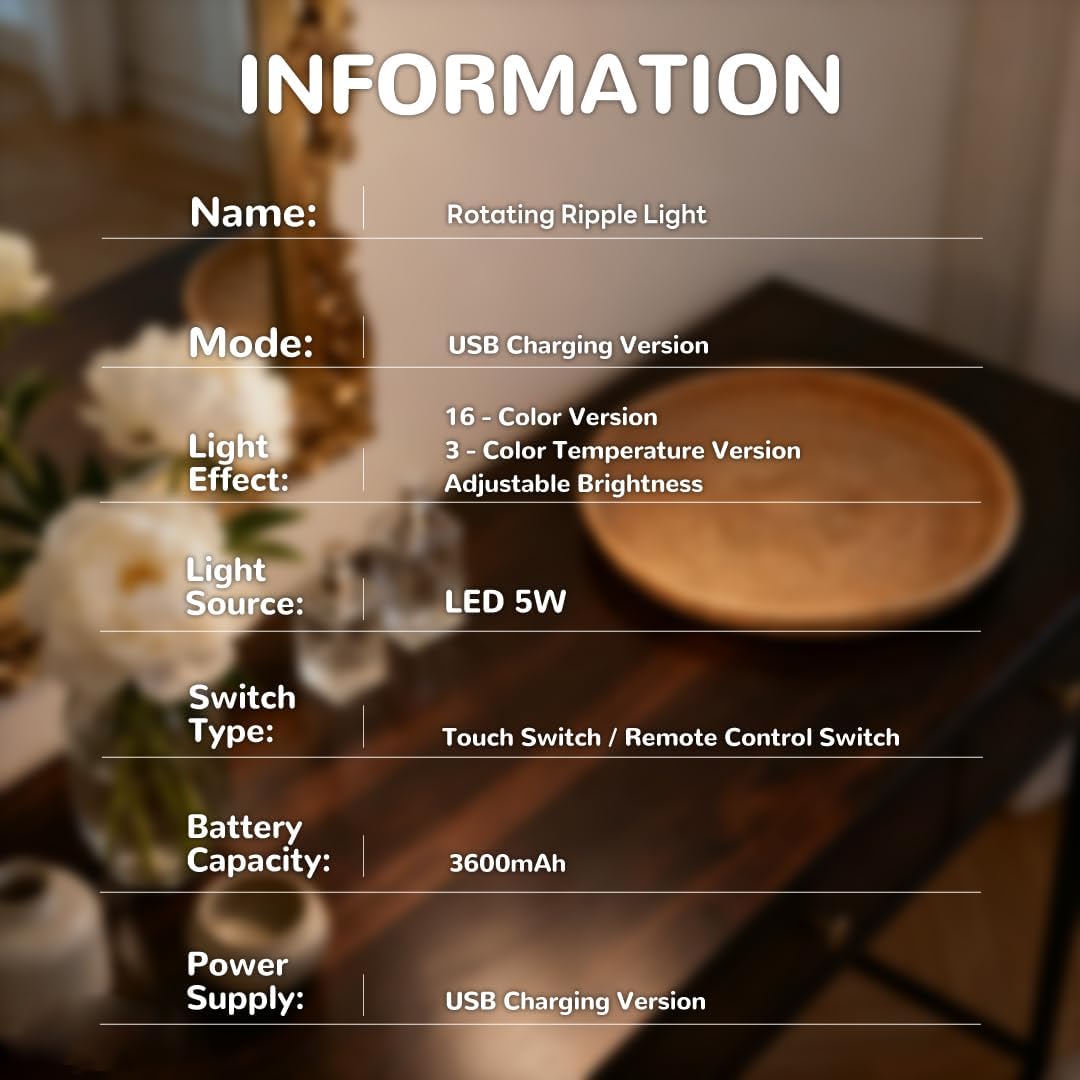 IP65 Waterproof Rotating Aurora Water Ripple Desk Lamp