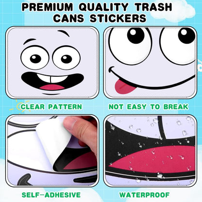 Eco-Friendly Trash Can Face Sticker Set