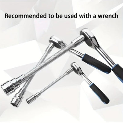 2026 1/2 Inch 35cm Socket Ratchet Wrench Set - 3 Bendable Shafts, Wrench Extender Tool, Connecting Rod
