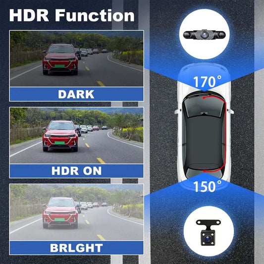 4K 360 Smart Dash Cam System Full View, Night Vision & Loop Recording