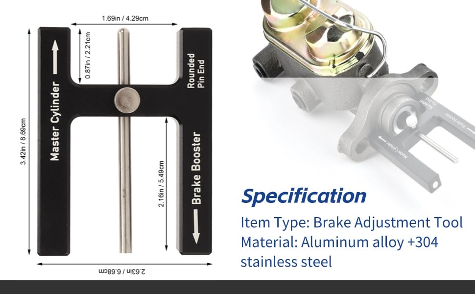 Premium Aluminium Brake Booster Push Rod Adjustment Tool with Length Gauge