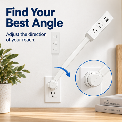 Extendable Outlet Extender with Rotating Base & USB-A/USB-C Charging