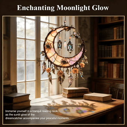 Hand-Painted Moon and Floral Window Decor