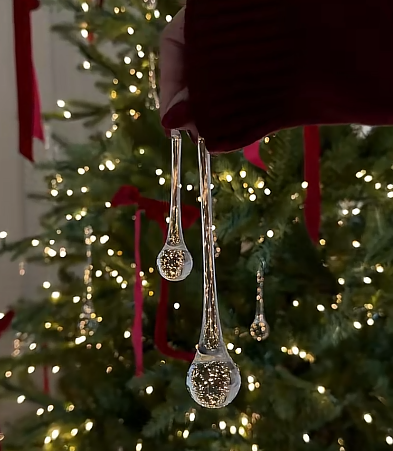 Crystal Teardrop Christmas Ornaments Elegant Hanging Tree Decorations