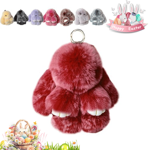 Easter Cute Bunny Plush Keychain - Iron Box Gift Option, Easter Sweet Surprise