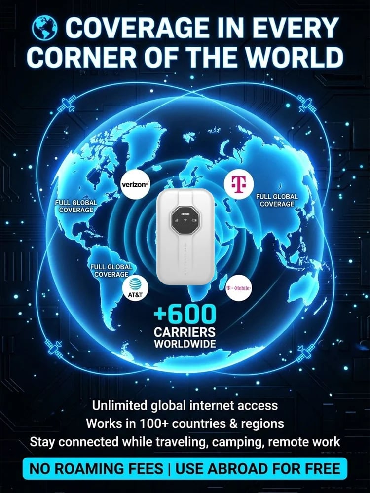 Boundless Portable Wi Fi | Global Coverage, Free for Life, No SIM, No Contract, No Hidden Costs