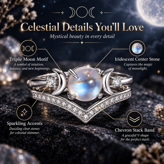 Enchanted Triple Moon Celestial Ring