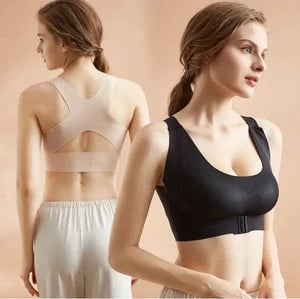 NOW! Front Closure Cross-Back Wireless Posture Bra Ultra Push-Up, All-Day Comfort & Natural Lift for a Slimmer