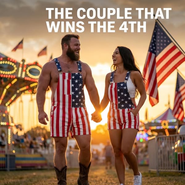 Men's and Women's American Flag Denim Overalls Stretch Shorts, Patriotic