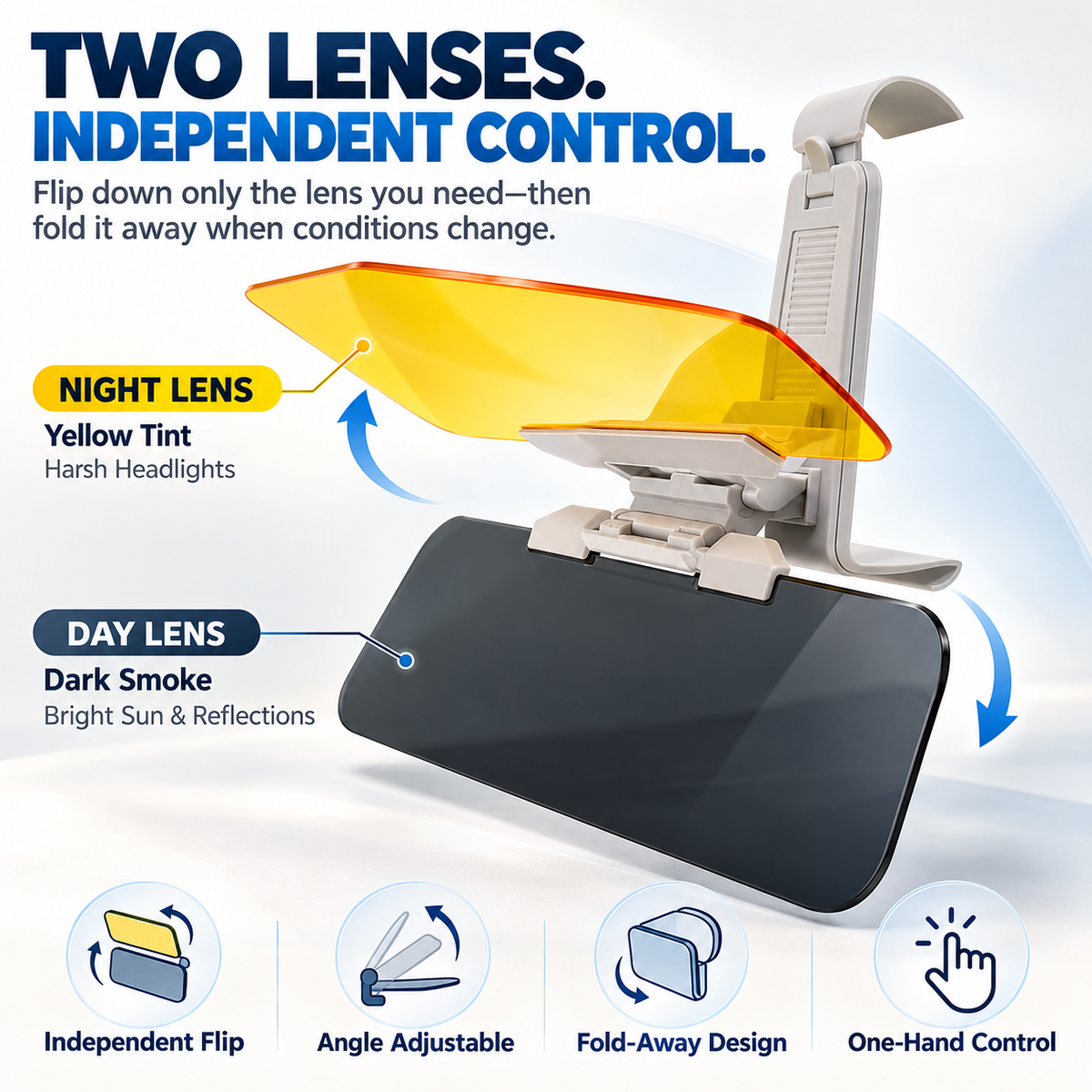 2-in-1 Day & Night Anti-Glare Car Visor Extender