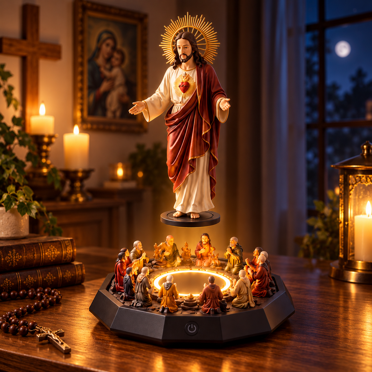Floating Christ with LED Lighting A Symbol of Faith that Enchants